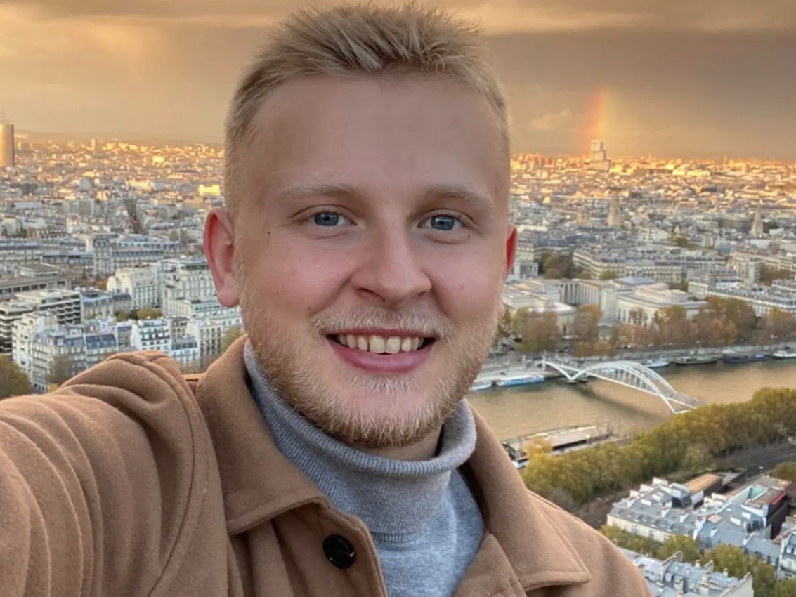 Ken DeLand Jr, 22, posing for a photo. Mr DeLand Jr has gone missing in France while studying abroad, and was last seen at a sporting goods store on 3 December