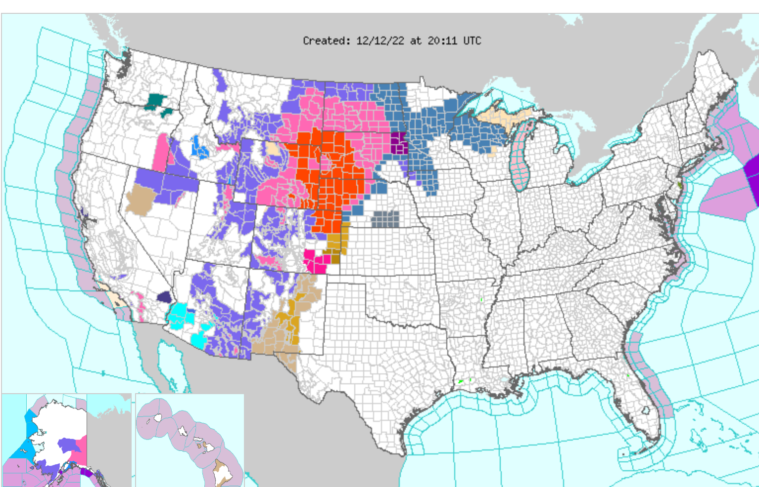 Blizzard and winter storm warnings are in place for 10 million people across more than 12 states on Monday