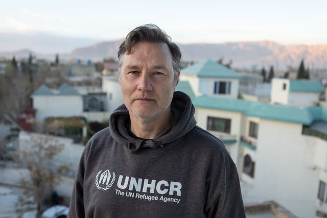 David Morrissey recently travelled to Pakistan to meet Afghan refugees (UNHCR/Andy Hall/PA)