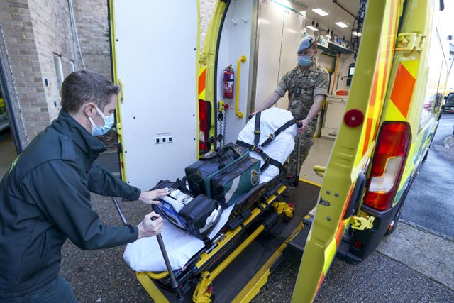 Military co-responders supporting the ambulance service during the Covid-19 pandemic (Steve Parsons/PA)