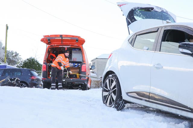 Vehicle breakdowns reached record levels on Monday due to freezing conditions across the UK (RAC/PA)
