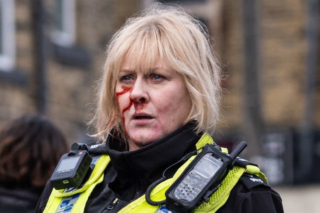 <p>Sarah Lancashire as Catherine Cawood in series three of ‘Happy Valley'</p>