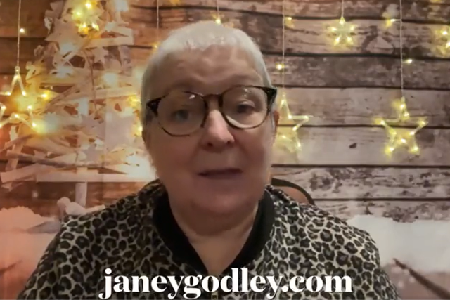 Janey Godley took to Twitter to tell fans her cancer treatment will resume after a scan deteceted more signs of the disease (@JaneyGodley screenshot/PA)