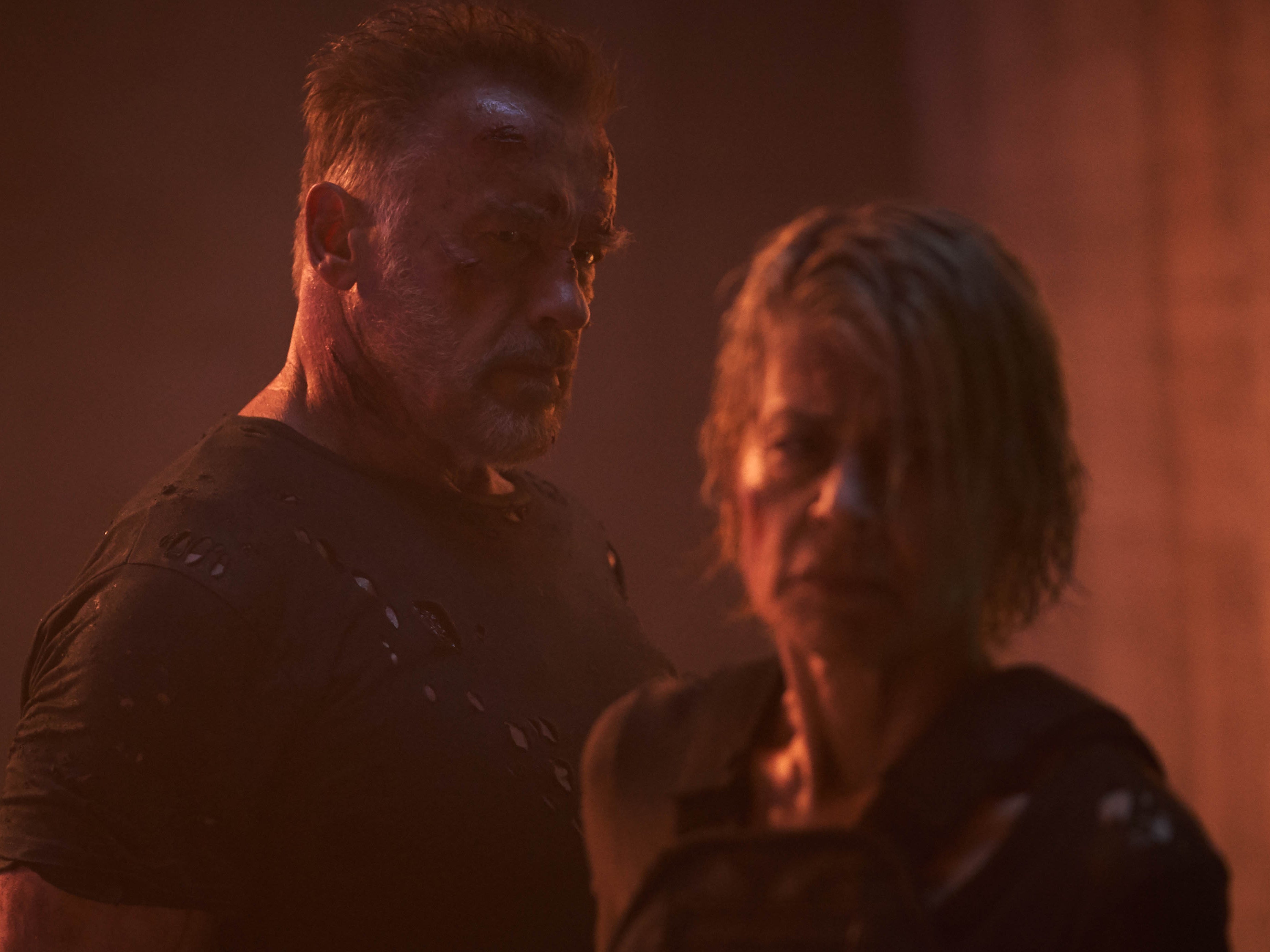 Arnold Schwarzenegger and Linda Hamilton in ‘Terminator: Dark Fate’