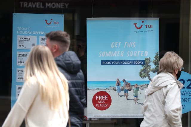Holiday giant Tui Group has seen its revenues quadruple this year and summer bookings almost return to pre-pandemic levels in 2019, following two-and-a-half challenging years for the travel sector (Andrew Matthews/PA)