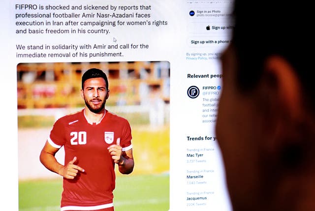 <p>Fifpro put out a tweet in support of Amir Nasr-Azadani</p>