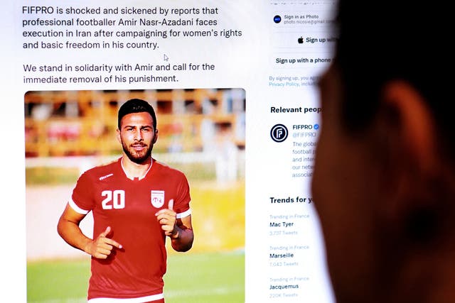 <p>Fifpro put out a tweet in support of Amir Nasr-Azadani</p>