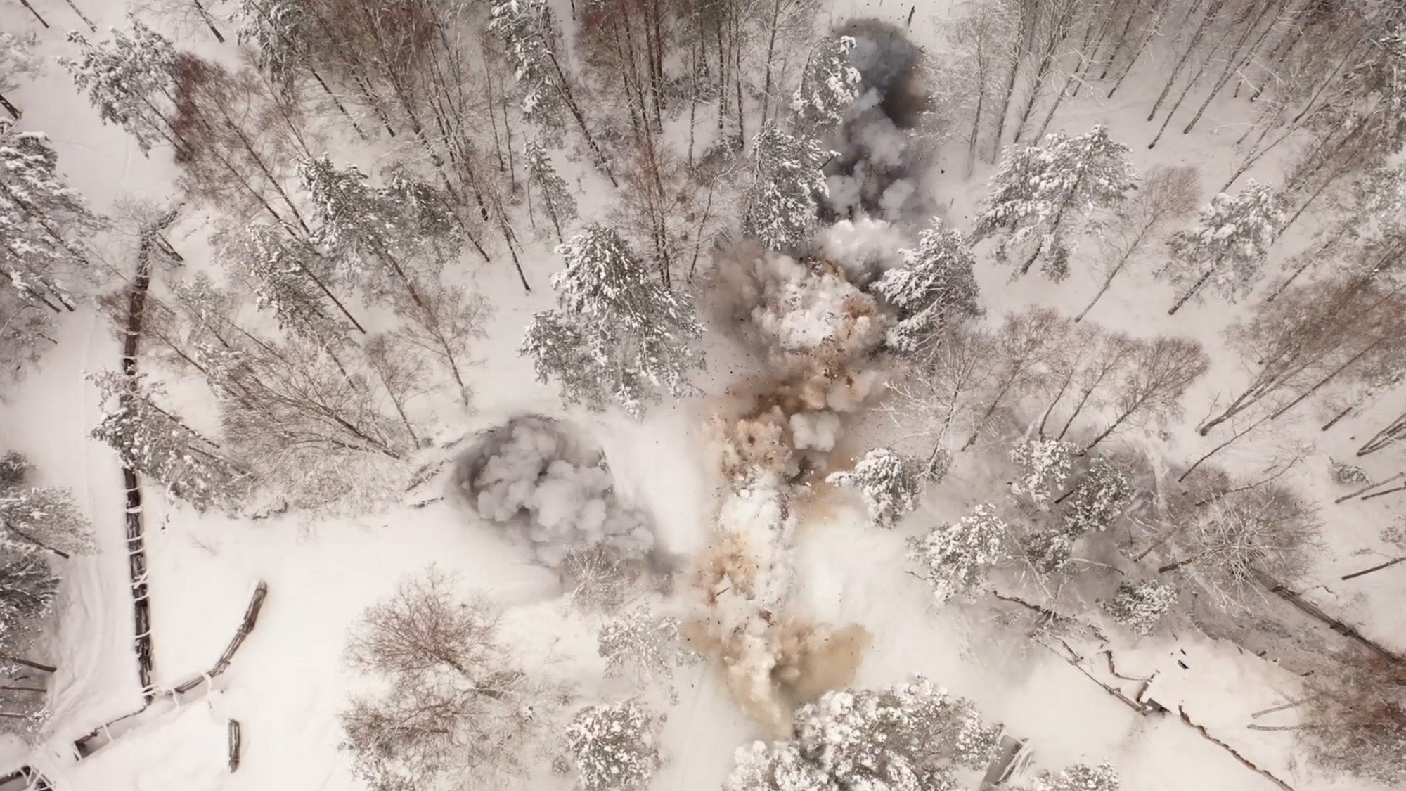 Russian military engineers “blew up” the dugout and the command post of a mock enemy at the training grounds in Belarus