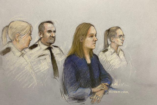 Court artist sketch by Elizabeth Cook of Lucy Letby (Elizabeth Cook/PA)