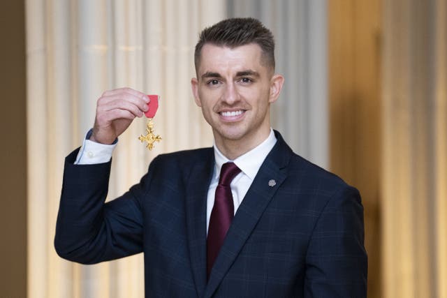 Max Whitlock after being made an OBE (Kirsty O’Connor/PA)