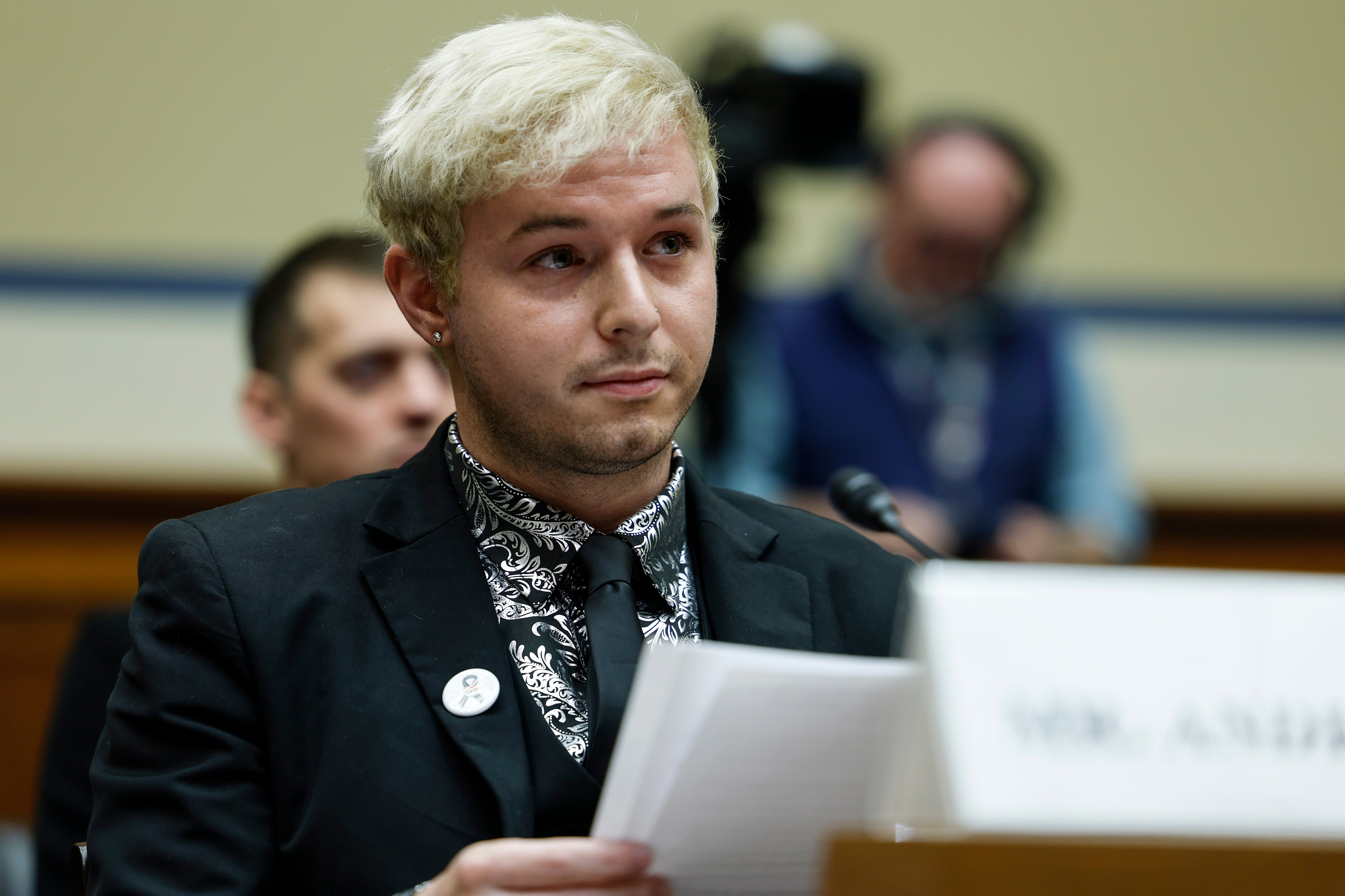 Club Q mass shooting survivor Michael Anderson testifies to the House Oversight Committee on 14 December.