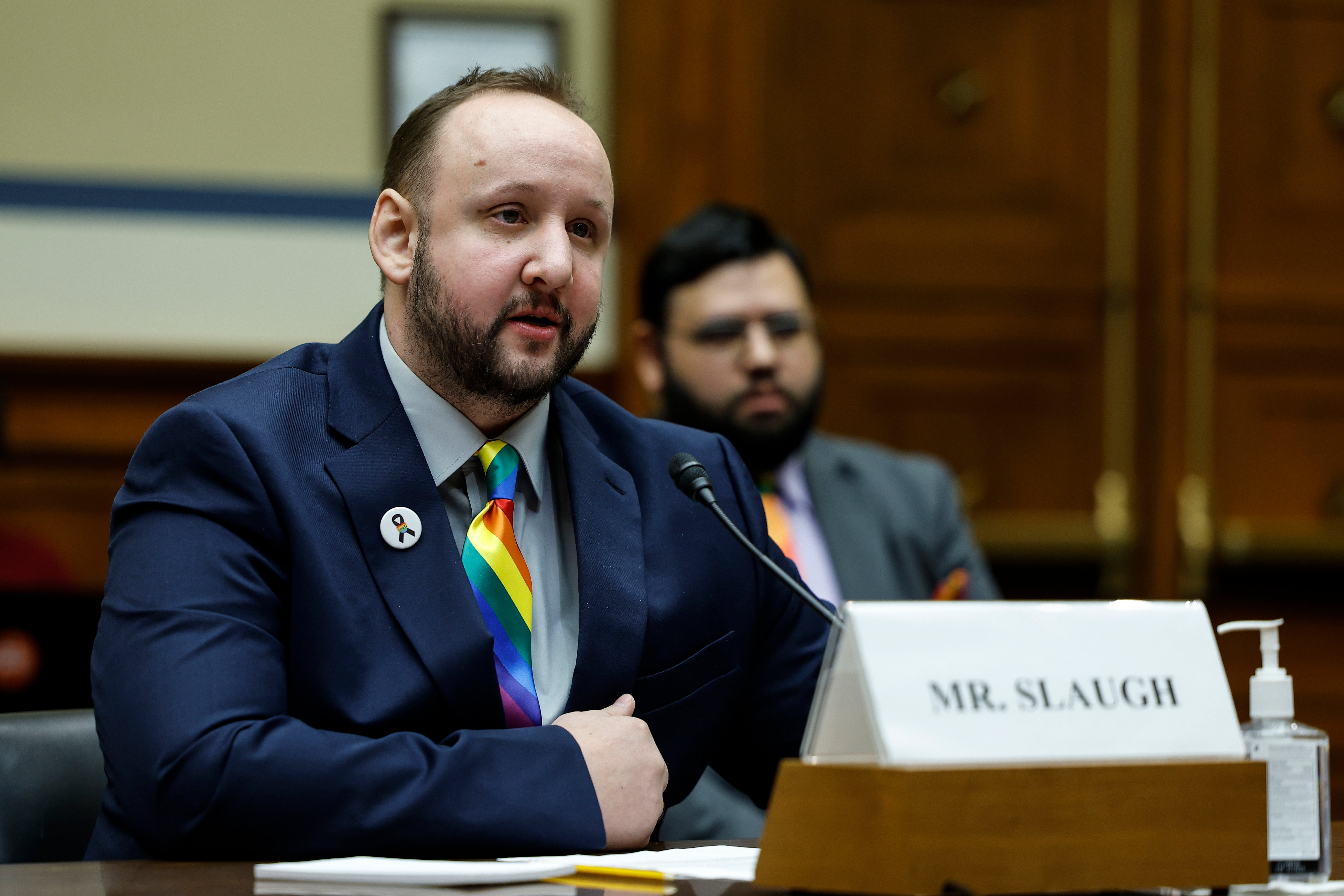 Club Q mass shooting survivor James Slaugh testifies to the House Oversight Committee on 14 December.