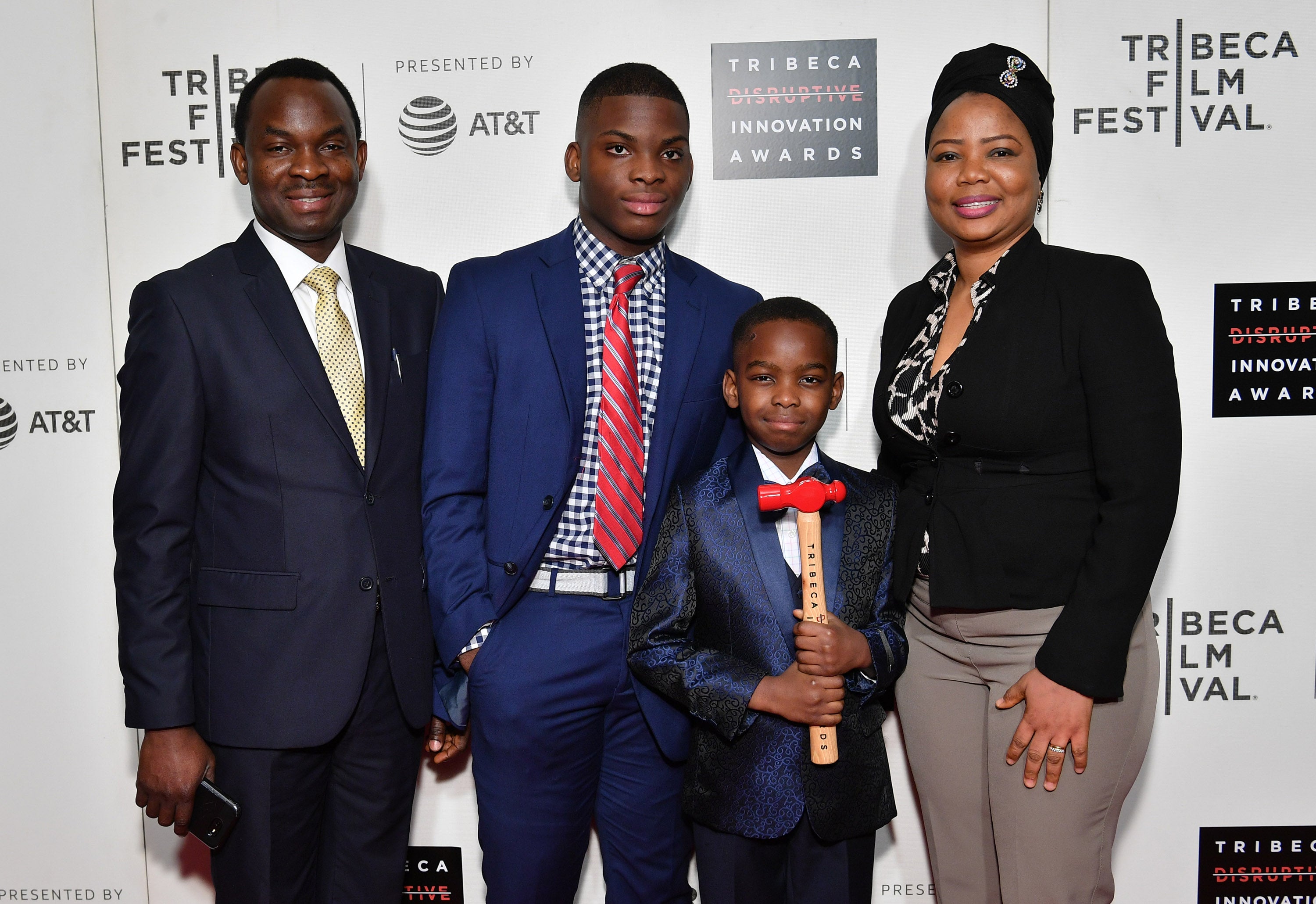 Tanitoluwa Adewumi and guest attends the Tribeca Disruptive Innovation Awards - 2019 Tribeca Film Festival at BMCC Tribeca PAC on 3 May 2019