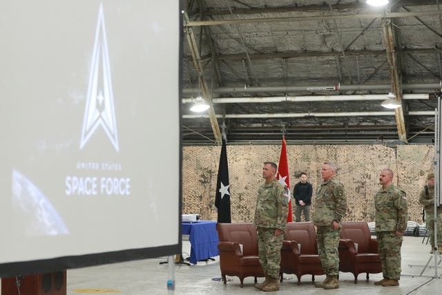 <p>Commander of the US Forces Korea, and Lt Col Joshua McCullion, Commander of the US Space Forces Korea, attend a ceremony at Osan Air Base in Pyeongtaek, South Korea</p>
