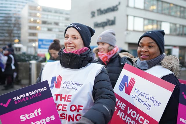 <p>Members of the Royal College of Nursing (RCN) on the picket line</p>