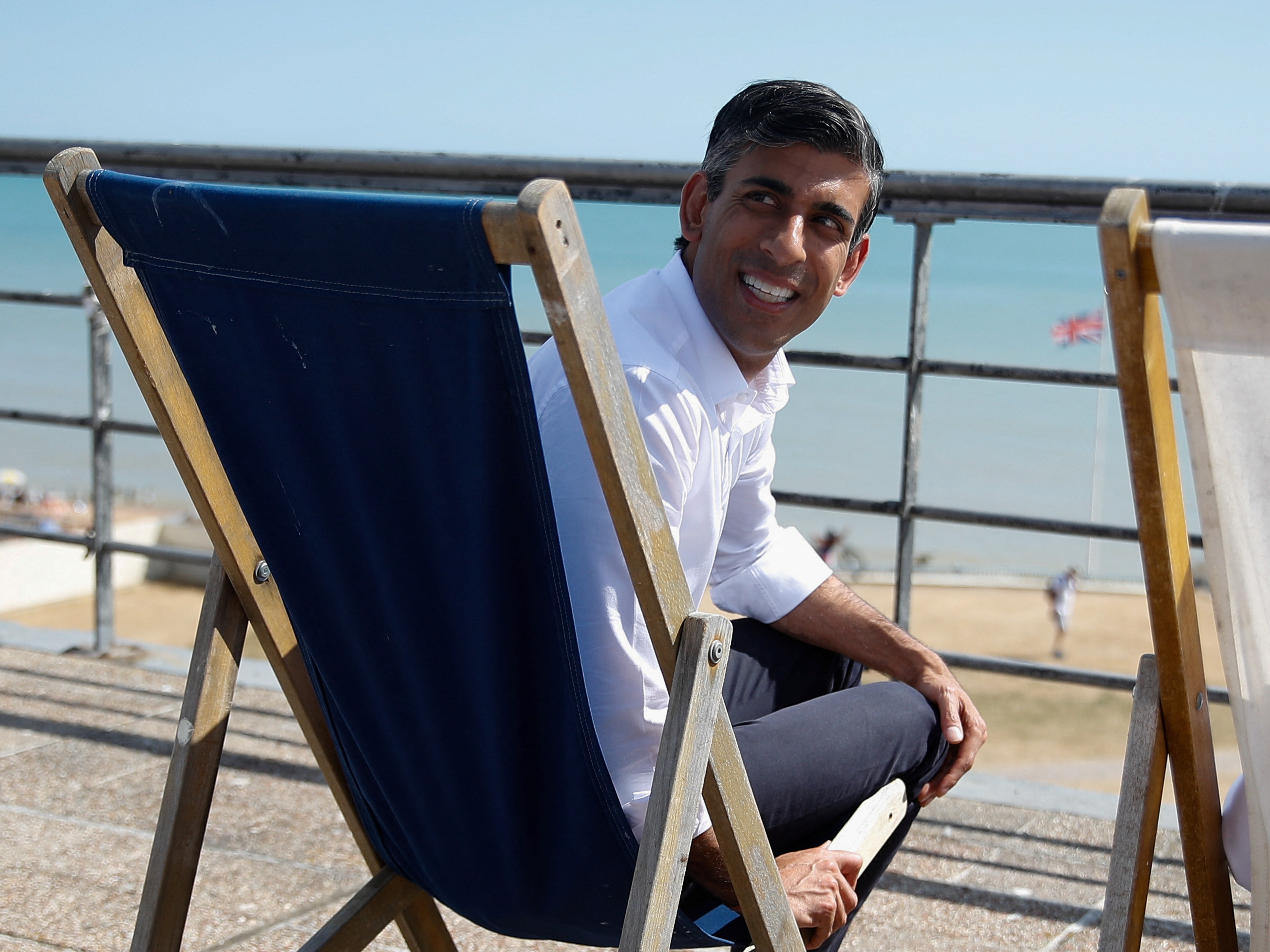 Rishi Sunak at the seaside town of Bexhill in Sussex