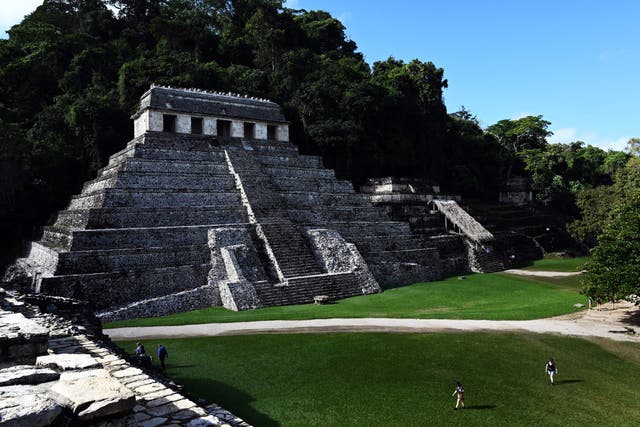 <p>View of the Temple of the Inscriptions at the archaeological site of Palenque, Chiapas State, Mexico, on January 14, 2020</p>