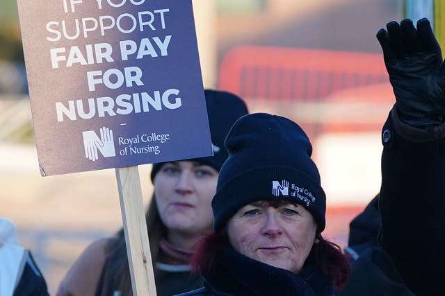 Thousands of nurses in England, Wales and Northern Ireland have walked out in the biggest strike in nursing history (Peter Byrne/PA)