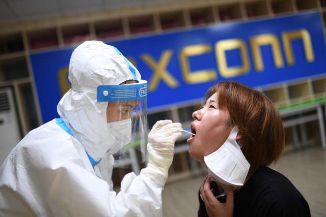 Virus Outbreak China iPhone Factory