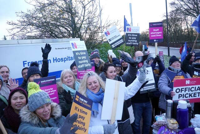 <p>An RCN picket line outside the Freeman Hospital in Newcastle </p>