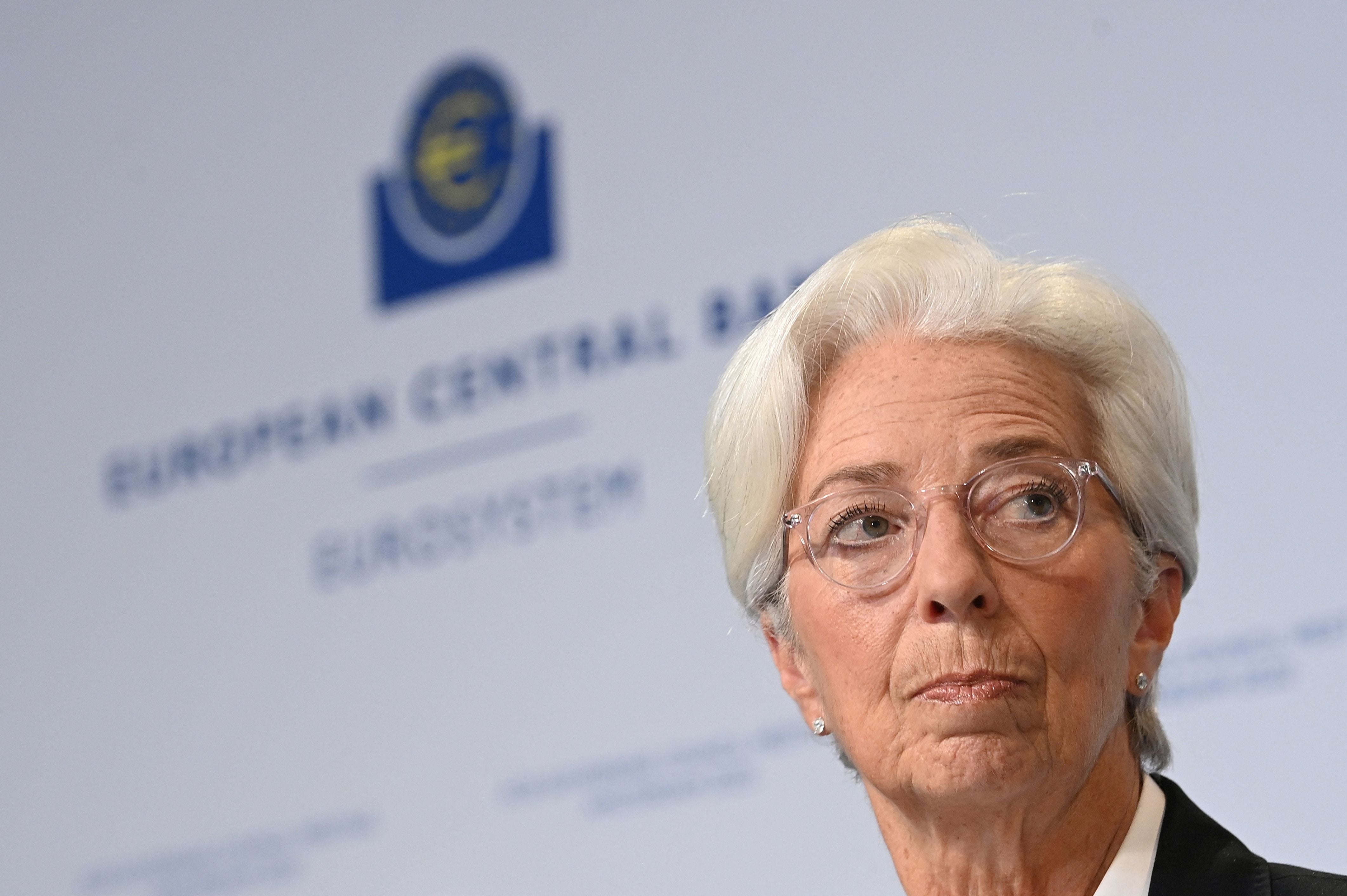 ECB chief Lagarde at a press conference in June