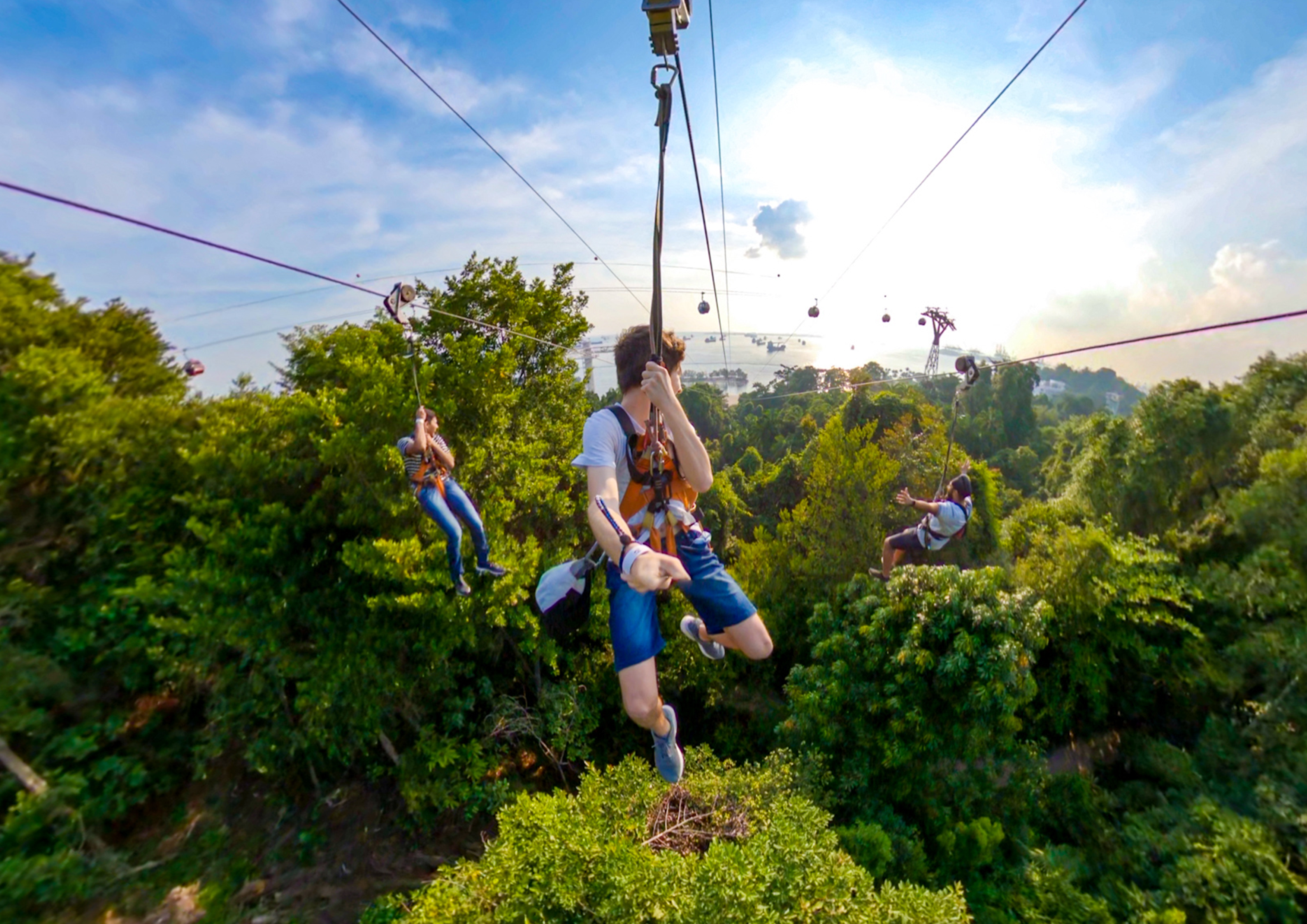 For a high-octane route to the beach, jump on the Sentosa zipwire
