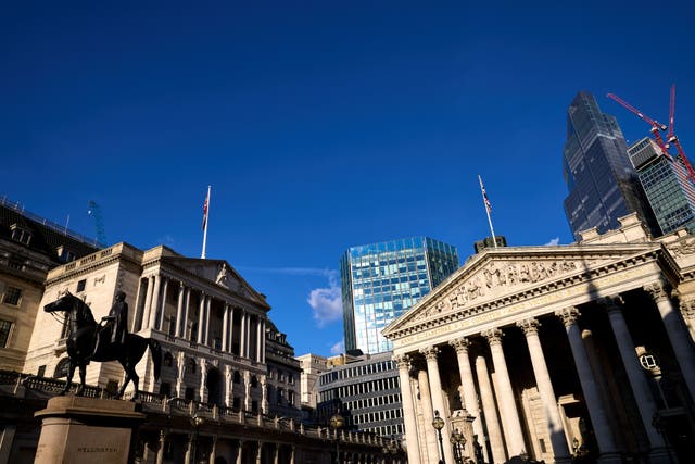 The Bank of England, (left) and the Royal Exchange, London (John Walton/PA)