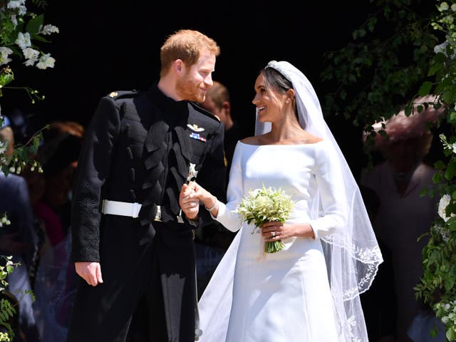 <p>Prince Harry and Meghan Markle on their wedding day in 2018 </p>