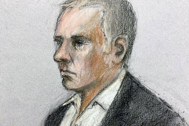 Courts sketch of former Sinn Fein councillor Jonathan Dowdall being cross-examined (Elizabeth Cook/PA)