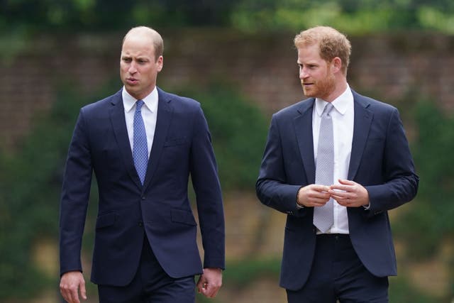Harry, right, said his brother, William, screamed at him (Yui Mok/PA)