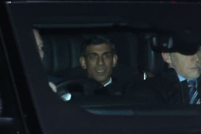 Prime Minister Rishi Sunak arriving at a hotel near Belfast where he is set to hold talks with Northern Ireland political leaders (Liam McBurney/PA)