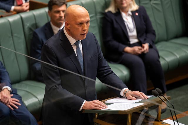 <p>Opposition leader Peter Dutton who continued to address deputy speaker Sharon Claydon as ‘Mr Speaker’ despite being pulled up by her </p>