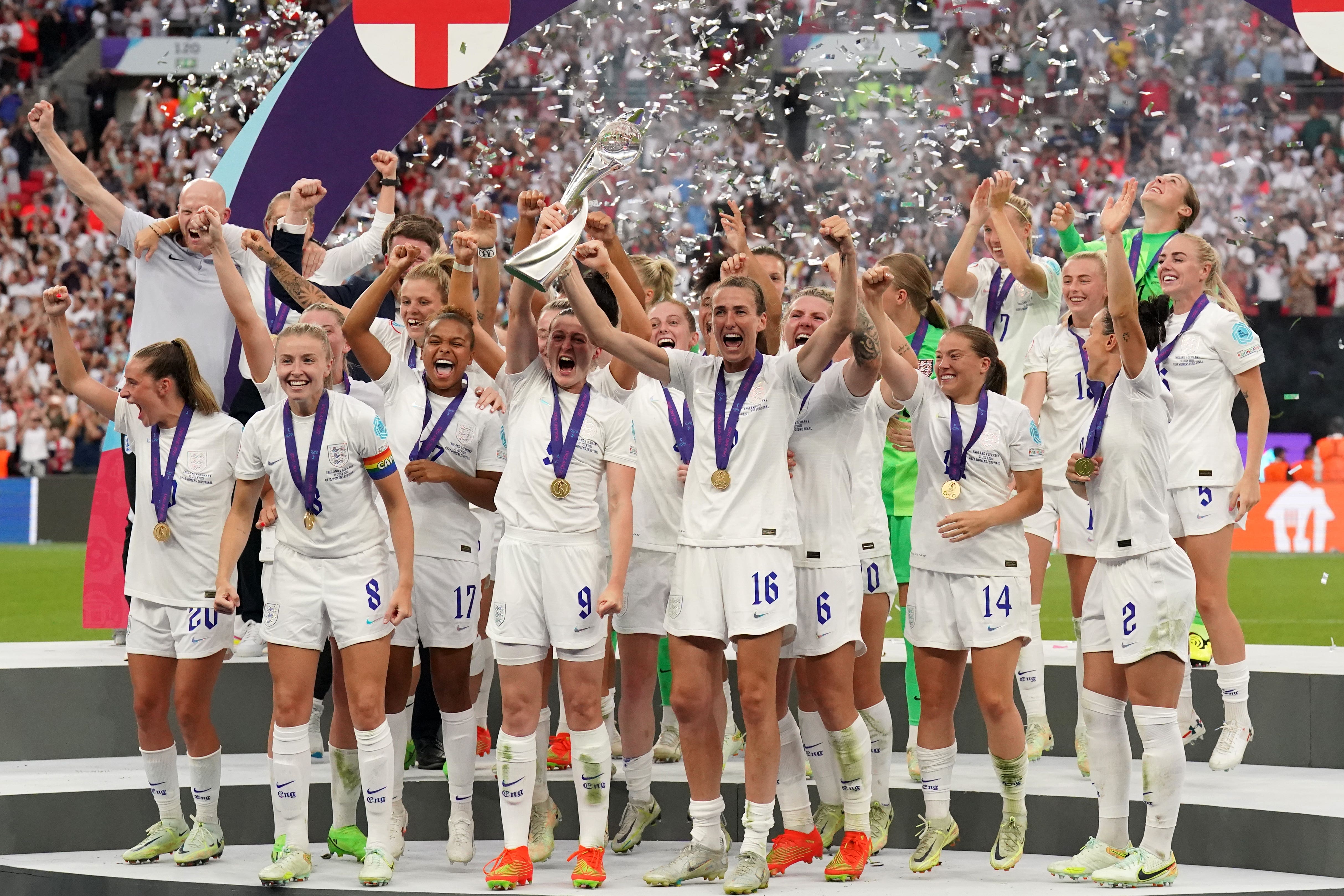 England Women won the delayed Euros on home turf in July (Jonathan Brady/PA)