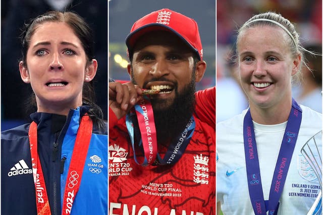 Eve Muirhead, Adil Rashid and Beth Mead all enjoyed success during 2022 (PA)