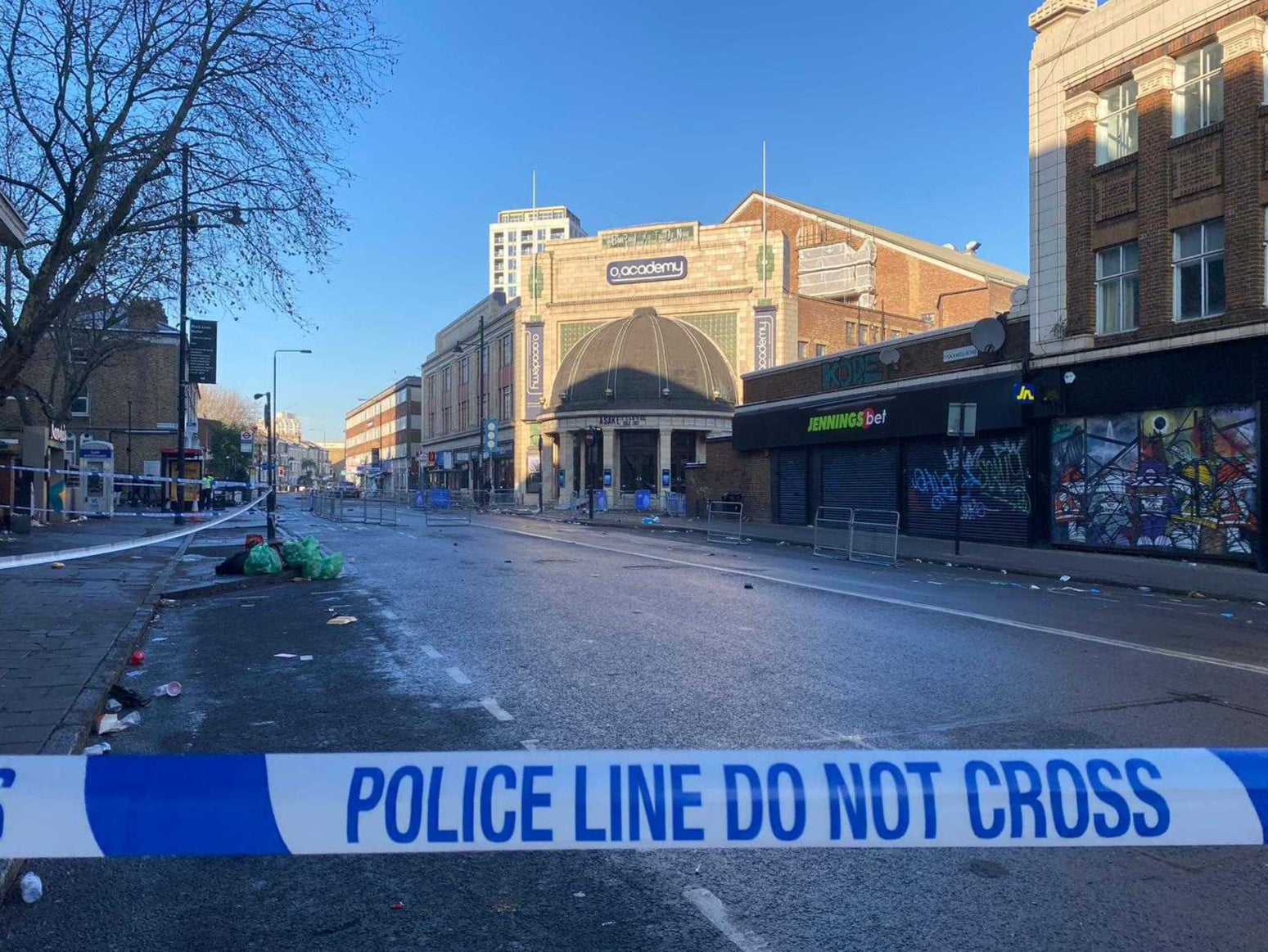 A police cordon remained in place on Friday