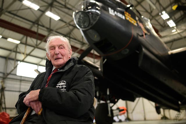 <p>Johnson in 2018, on the 75th anniversary of the dambuster raids </p>