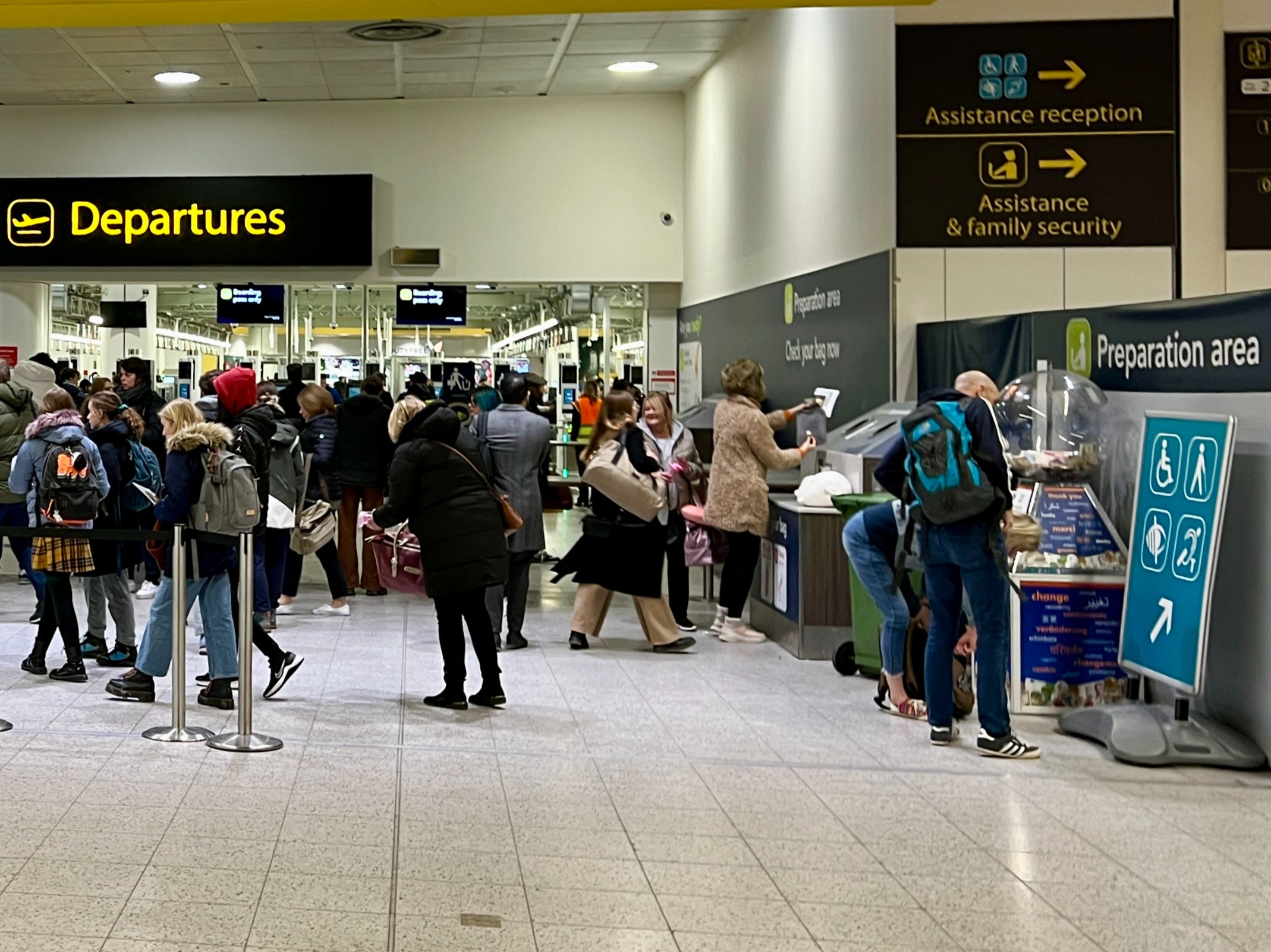 Get set: the approach to the security search at Gatwick North Terminal