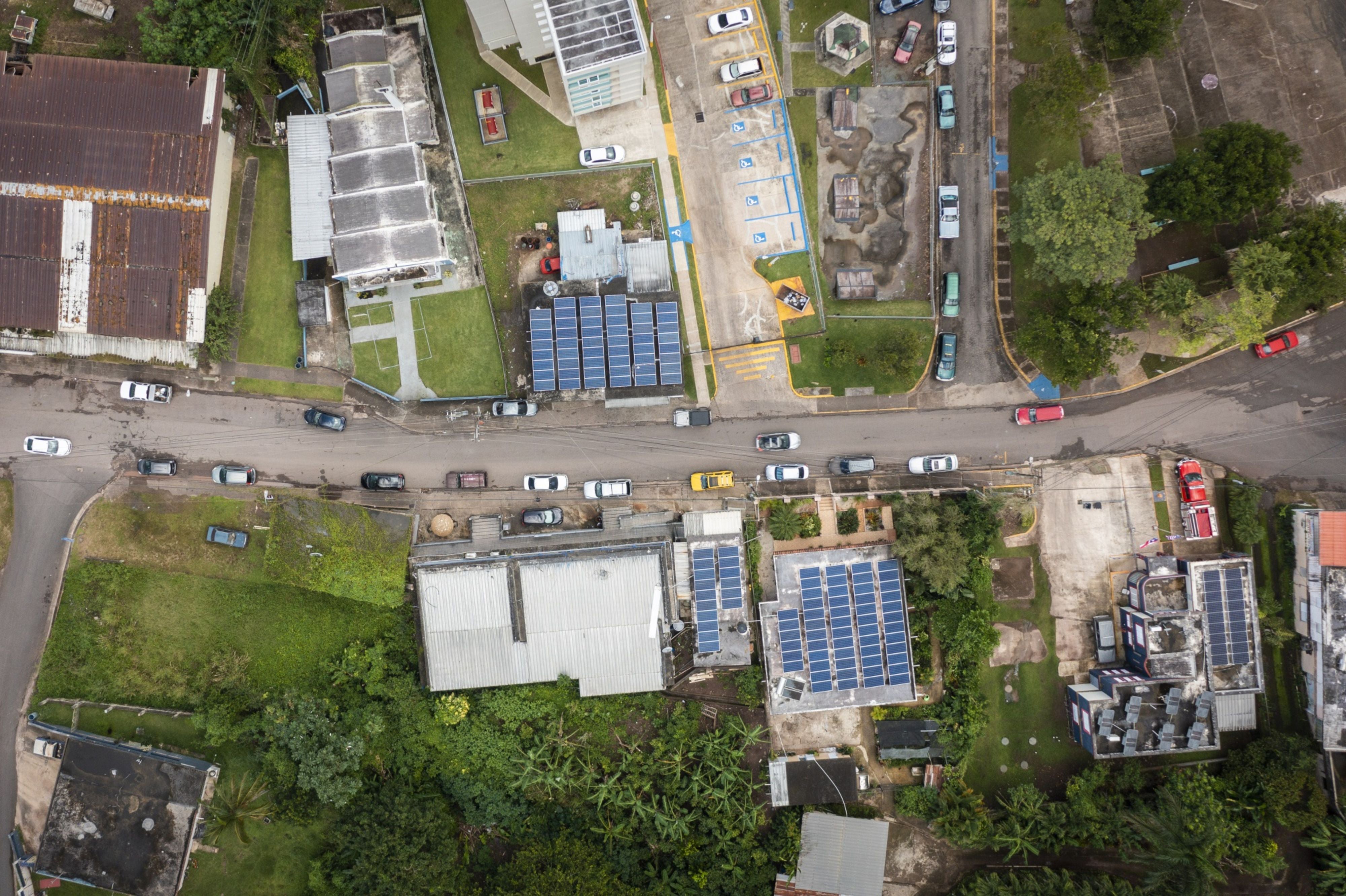 Aerial view of the microgrid in Castañer