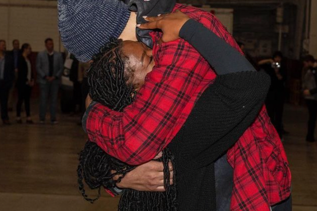 <p>Brittney Griner embraces her wife Cherelle after returning to US soil </p>