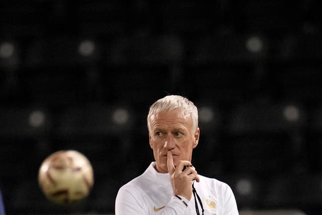A sickness bug is giving France coach Didier Deschamps some issues ahead of Sunday’s World Cup final against Argentina (Christophe Ena/AP)
