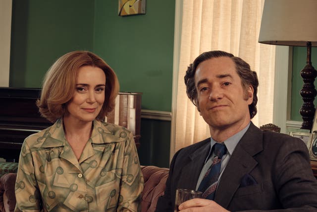 <p>Real-life couple Hawes and Macfadyen in ‘Stonehouse’</p>