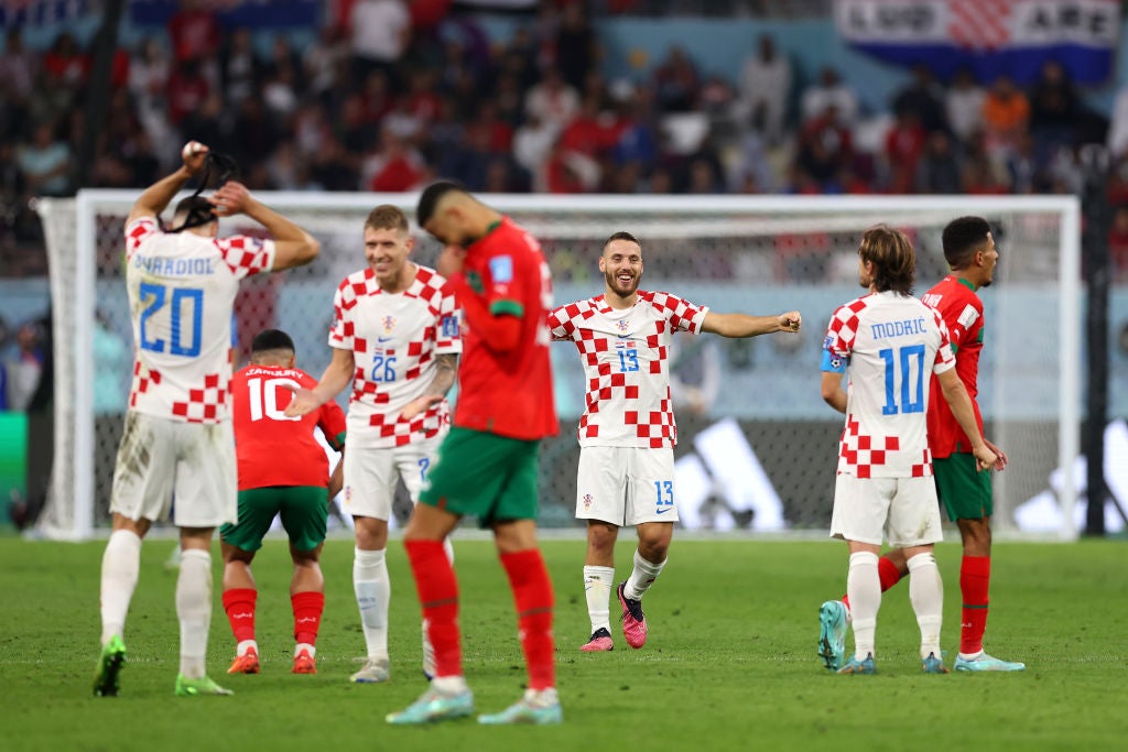 Croatia’s Nikola Vlasic of Croatia celebrates after the 2-1 win