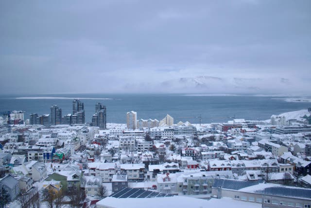 <p>Calm before the storm: Reykjavik just before heavy snow arrived </p>