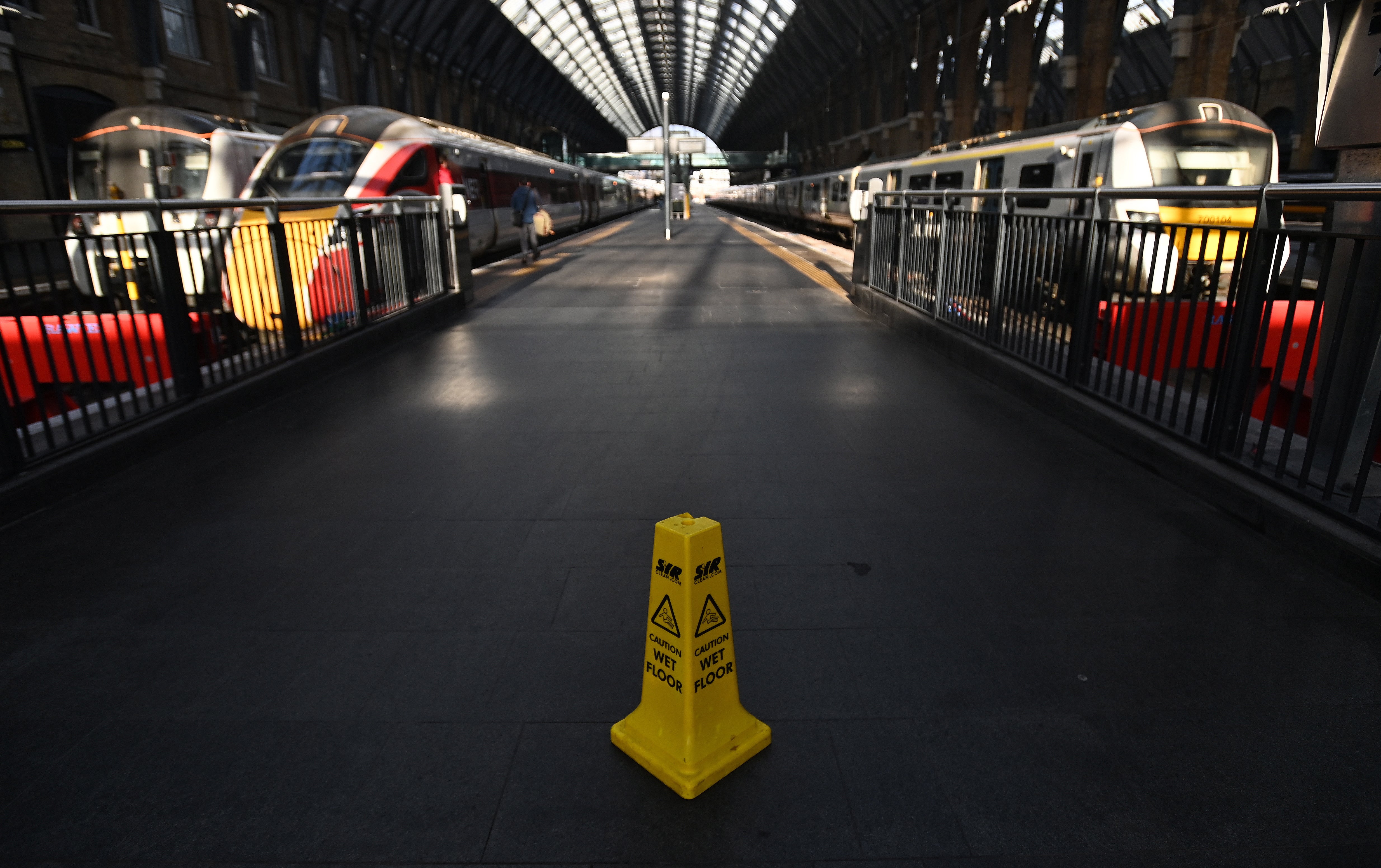 A near-deserted King’s Cross station in central London on Saturday