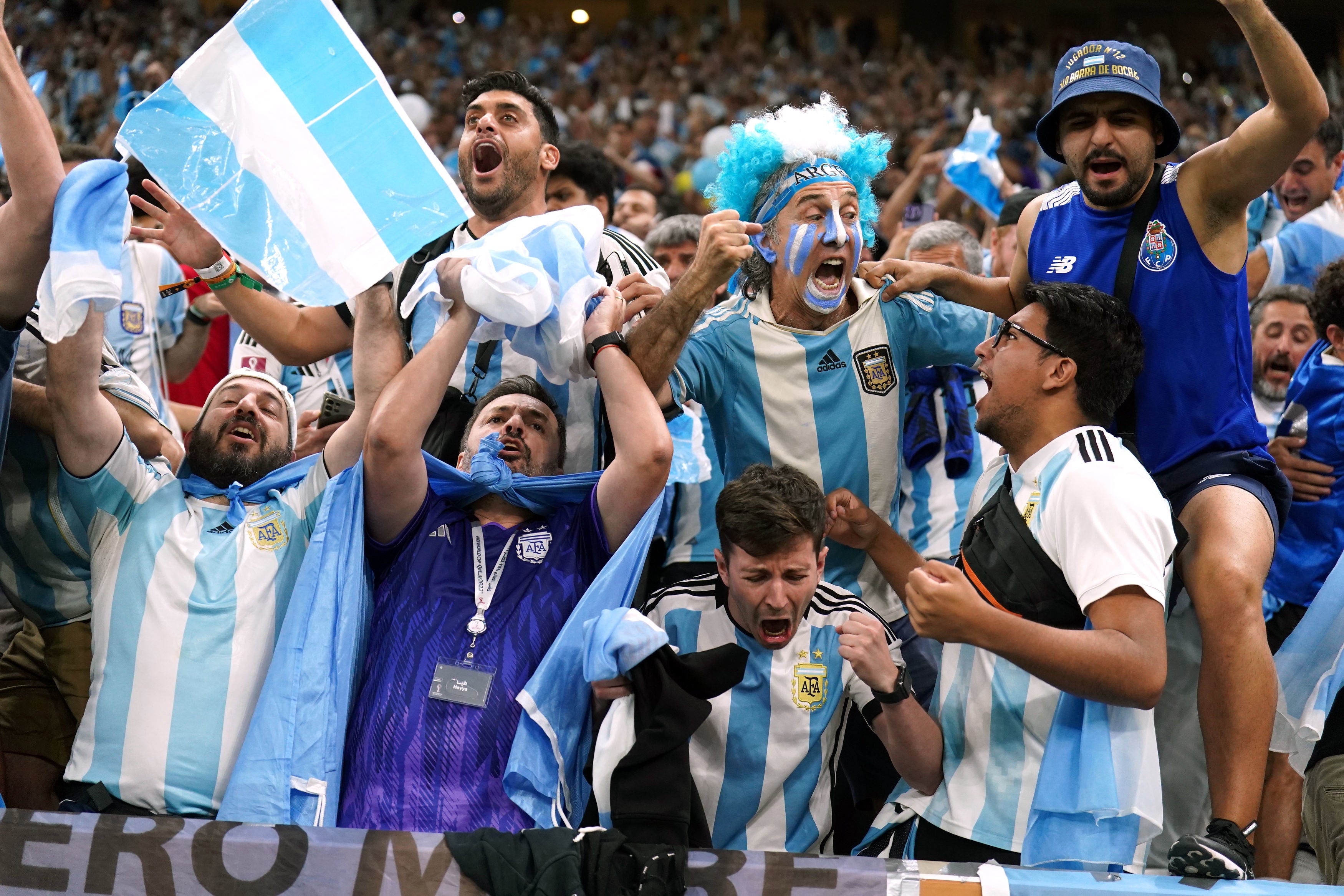 Argentina fans celebrate their opening goal