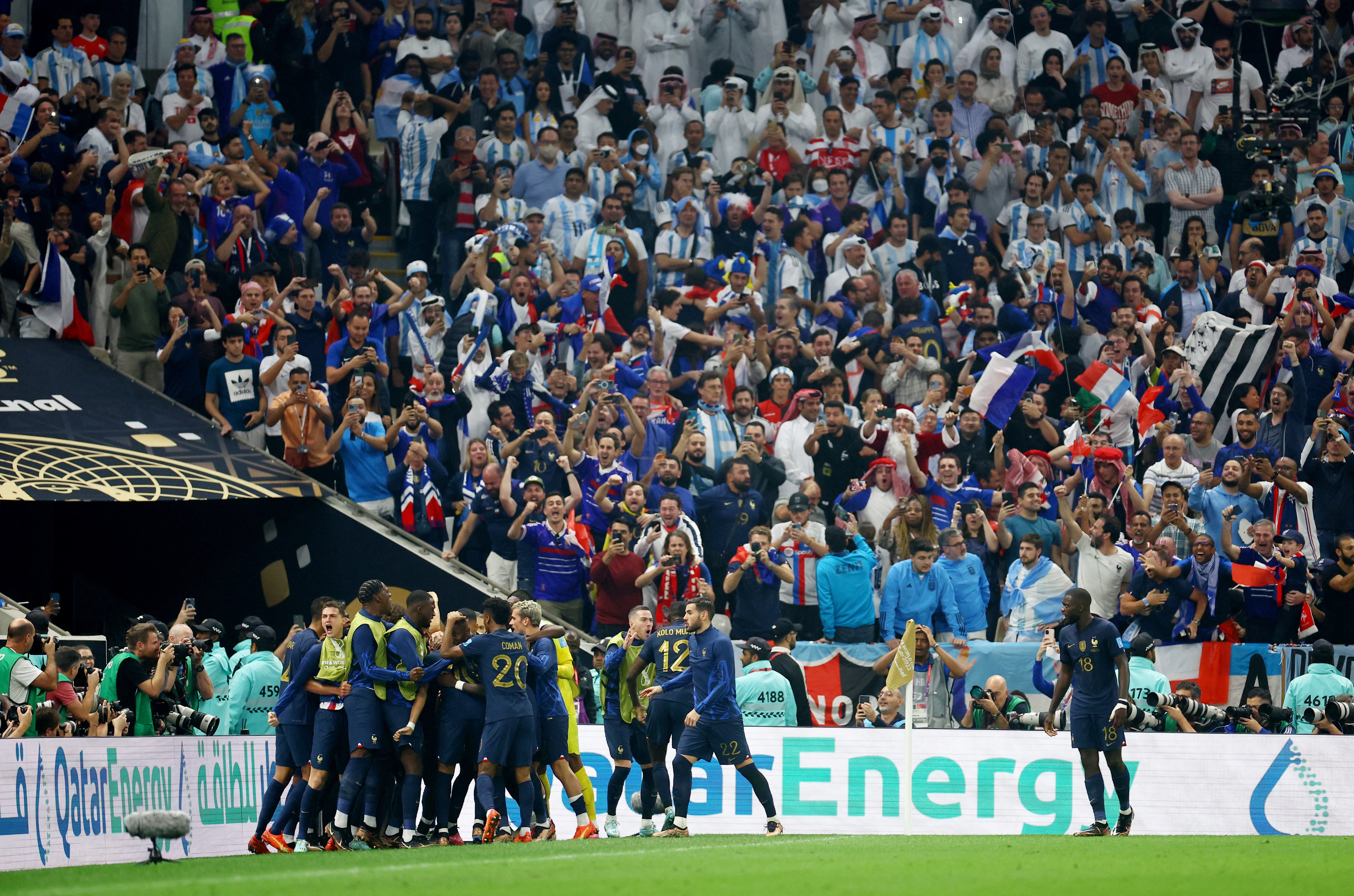France players celebrate their second goal