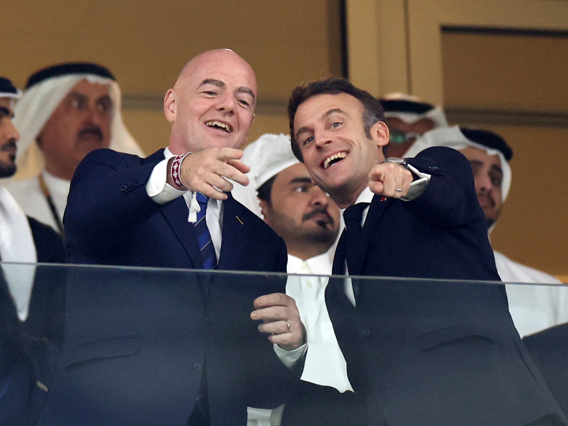 Gianni Infantino, Fifa president, and French President Emmanuel Macron