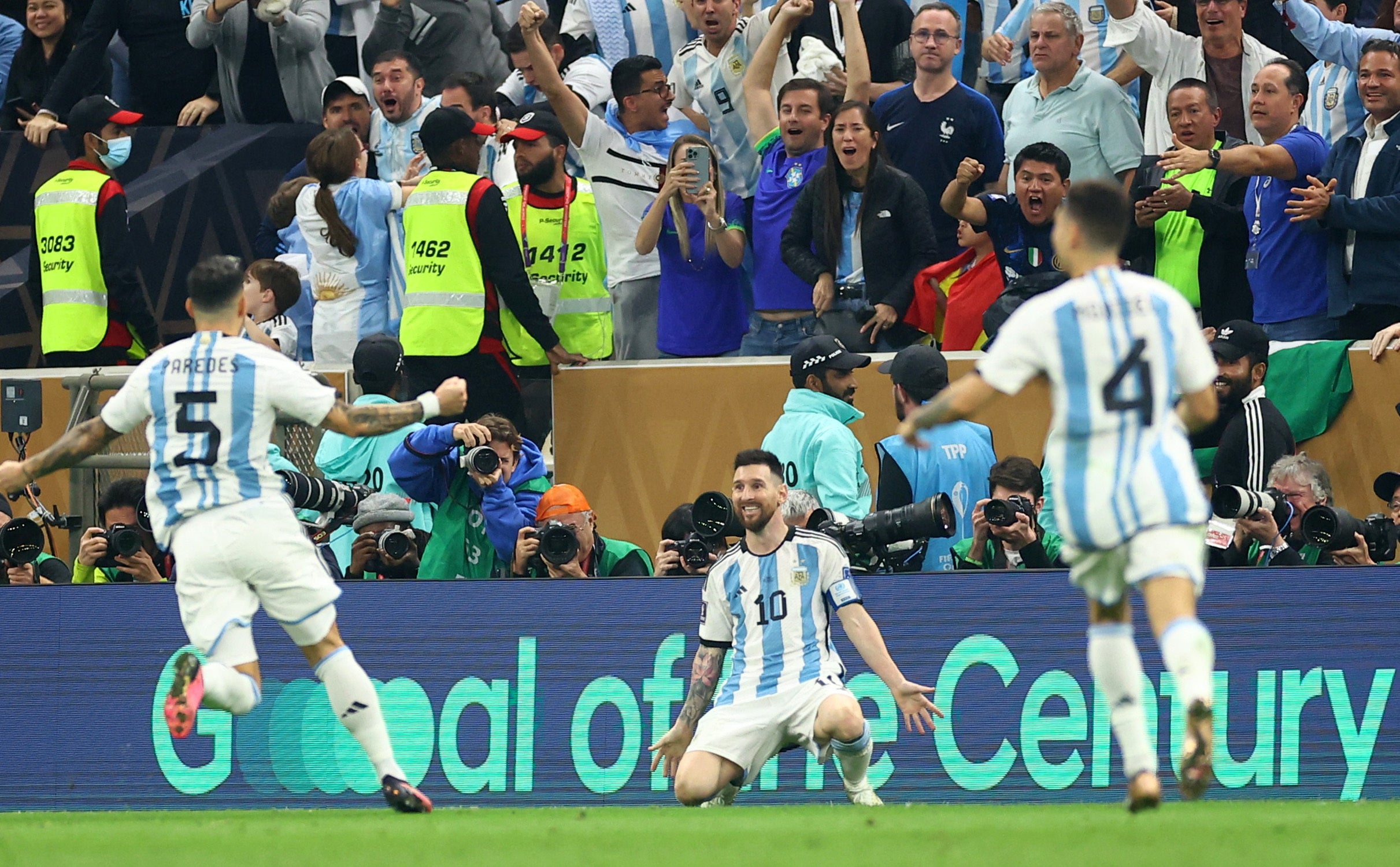 Messi celebrates scoring