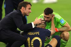 Emmanuel Macron: France president consoles players after World Cup final loss to Argentina