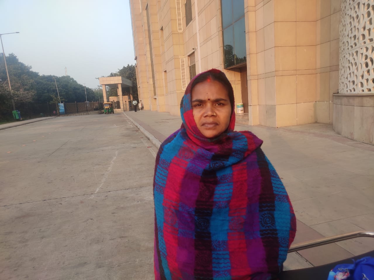 Suman Patel outside AIIMS OPD on 7 December 2022 as she awaits lab reports